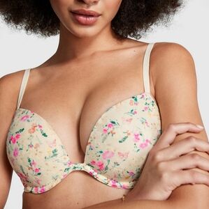 Victoria's Secret PINK Wear EverywhereCream Floral Super Push Up Bra